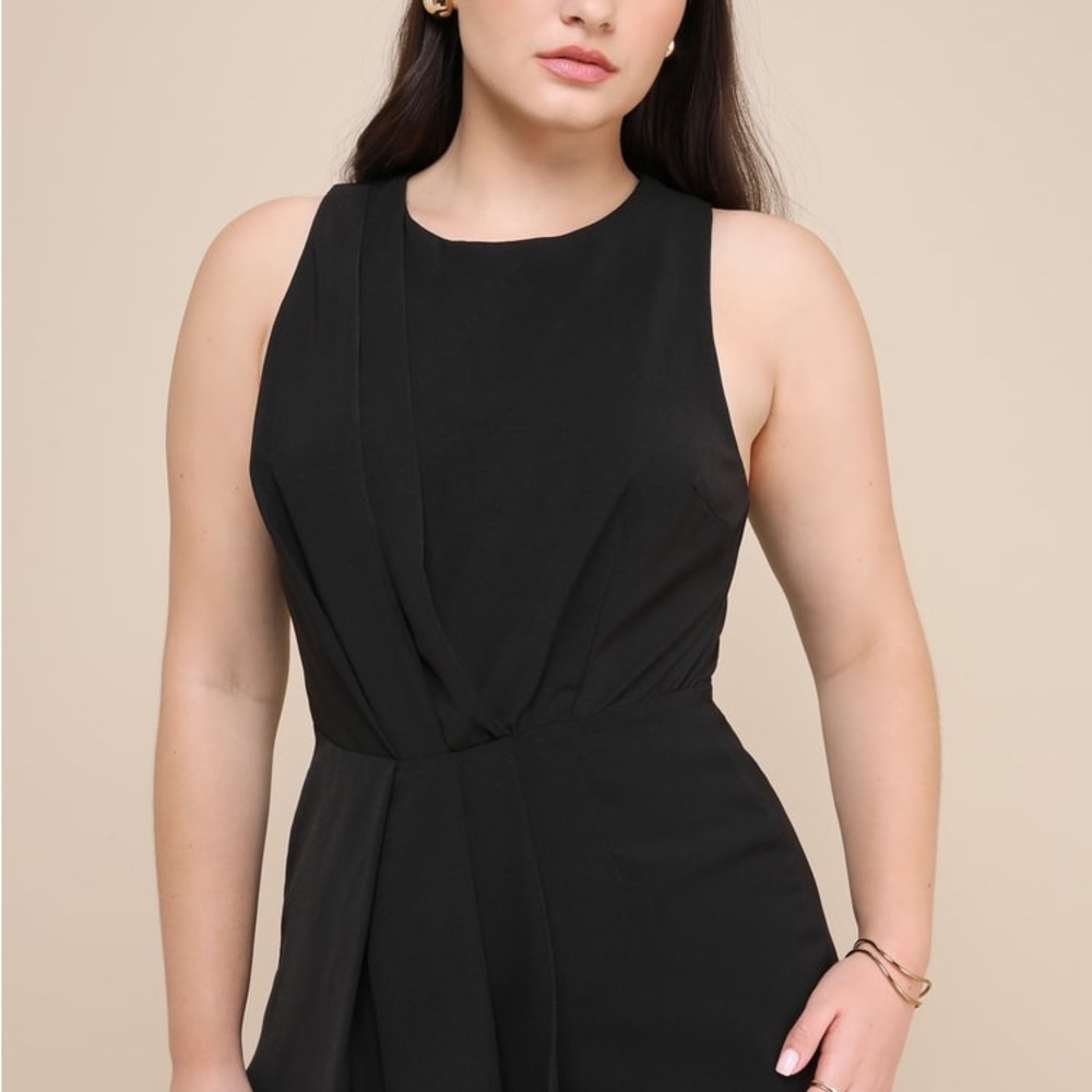 Lulu's Elegant Black Sleeveless Jumpsuit
